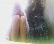 OUTDOOR SEXY GIRL! without panty in a public park, she plays with her naked pussy and her big tits from xxxx k v com
