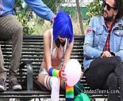 Clown teen fucking outdoor pov from car and sex