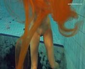 Naked swimming babe Nastya from underwater sauna pool o21