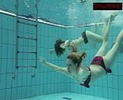 Nastya and Libuse sexy fun underwater from water under xxx