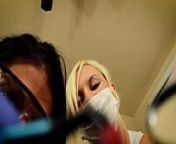 POV Double handjob Alexis Rain and Fifi Foxx dental asstepsistants mask and gloves from mask on