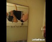 Teen self shot in front of mirror from strip self