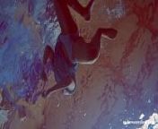 Flying panties underwater of Marusia from russian nudist boy
