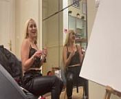 Hot Blonde Tight Pussy Small Hands Sexy Art Student works on a Dick to drain the Balls from school master sex with student mother for extra mark