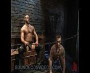 Bound to a pillar gay gets fucked from gay a