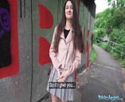 Public Agent - very cute and real college brunette 19yrs Teen art student with natural tits studies a strangers big dick outdoors in exchange for cash from tante semok jaga warung