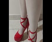 She in red high heel from porte jartelle amp bas