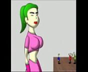 A woman and the 3 small men (vore animation) from giantess animation old