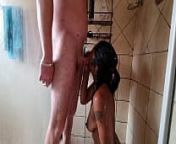 Indian girl gives me a blowjob in the shower | interracial from desi hoot girl giving bj