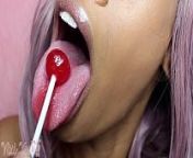 Longue Long Tongue Mouth Fetish Lollipop FULL VIDEO from ebony tongue