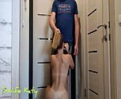 The deliveryman did not expect that he would be paid with a blowjob and a fuck from skinny cutie fucks the delivery guy