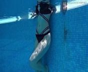 Big tits Sheril goes underwater naked from sheril romen