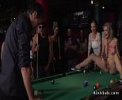 Hot blonde humiliated in public pool bar from public bars