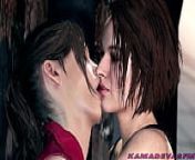 Resident Evil : Claire & Jill Lesbian Kissing | KamadevaSFM from cartoon kiss