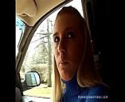 My hot little blonde girlfriend jerks me off in the car from handjob finish