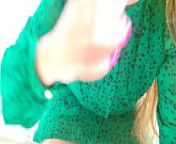 Hot stepsister in green dress and big tits excites herself when parents were not home - LuxuryOrgasm from big boobs wet dress