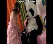 Young fairy revived toy panda and suck from panda sex and