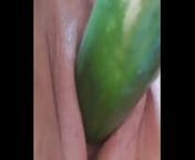 Amateur se masturba y acaba en squirt from cucumber peeling ended with throbbing creampie