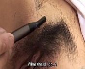Subtitled bottomless Japanese pubic hair shaving in HD from hair shaved