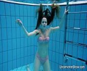 Sexy girl shows magnificent young body underwater from nudist teen young