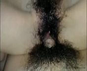 Hairy Asian pussy VS hairy Asian dick, closeup creampie from hairy dick