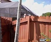 Fucking Huge Tits Over The Fence from bangbros jmac notices kara lee sunbathing with her big tits hanging out