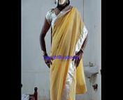Indian crossdresser model Lara D'Souza in yellow saree part 2 from indian shemale saree sex videoladki ki chudai video