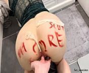 Husband finds his heavily fucked wife in the toilet with a used condom in her ass. Couldn't resist fucking this degrading whore. from husbands lund playing with lund
