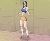 Nerdy girl muscle expansion from anime 2d girl