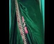 Indian gay Crossdresser Gaurisissy in Green Saree pressing her big Boobs and fingering in her ass from hijra crossdresser in saree