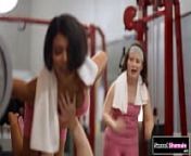 Latina tgirl Lola Morena gets barebacked at a gym from gym shemale