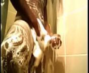 Showed off BBC male suded up showertime for ladies who love chocolate from ladis bathroom