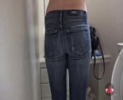 Sexy AF Jeans to Skirt Change from changing bathroom