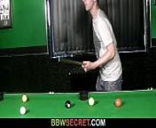 His GF leaves and he fucks BBW on the pool table from on the table sex