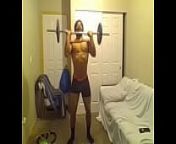curl bar workout and some stretching before i go shovel the driveway from lenita washington pussy bulge