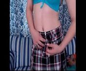 LittleTeenBB Little Riley blue bra and panties, shows her breasts, dirty tease from bra in blue