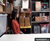 Creepy Mall Police Fucking a Young Lady Thief in His Desk - Teenrobbers.com from lady police officer sex