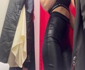 Very sexy tight pants try-on from dress nipple show