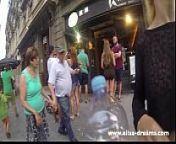 Flashing my huge tits in public in the streets of Barcelona from huge public nudity