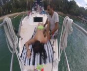 Kennedy James Topless Massage on Sailboat Bow Public from proa