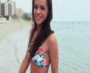 Bikini clad brunette Michelle Bella is fucked in her hotel room from الطيز