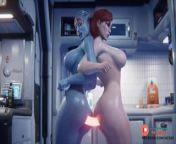 MASS EFFECT LESPIAN DOUBLE DILDO FUCKING ON SPACESHIP from s7m
