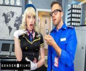 Cute Trans Stewardess Smashed By Kinky Guard - Izzy Wilde - GenderXFilms from cha wilde changing
