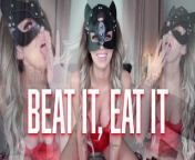 beat it, eat it - joi, cei, verbal humiliation, femdom from pale brunette kitchen table