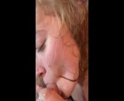 Blonde slut gives sloppy throat close up from arisaala a