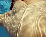 Fernanda Releve pink swimsuit gymnast in the pool from underwater sauna pool o21