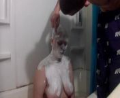 Bald girl razor shave dildo play from fhaircut headshave