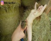 Farmer Girl with a Hairy Pussy is Fucked in the Hay - Outdoor Couple Sex from formoer