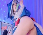 Gawr Gura gets pleasure from a big cock - MollyRedWolf from cosplay solo 18