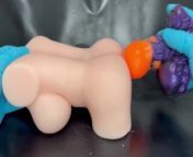 Werewolf dildo knoting torso doll from knoted
